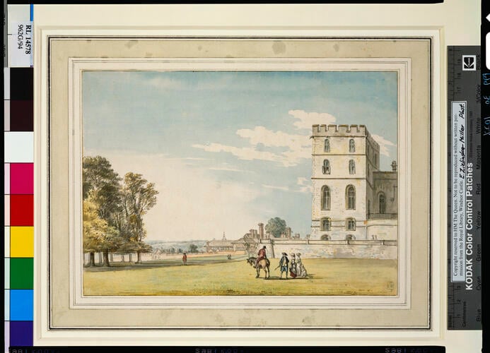 The south-east corner of the Castle and the Tennis Court, from the Little Park The south-east corner of the Castle and the Tennis Court, from the Little Park