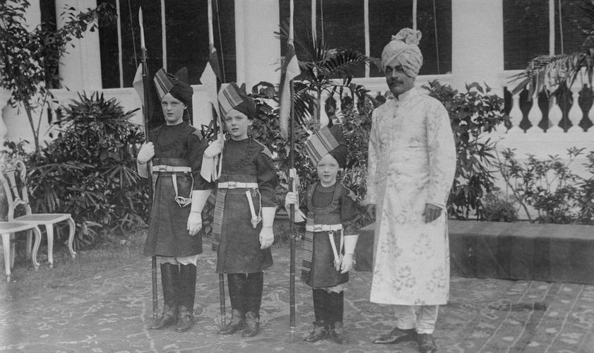 Photograph of Sir Pratap Singh and the Ampthill boys, Government House, Madras, 28 January 1906