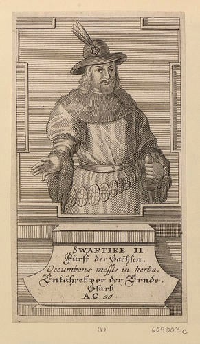 Master: [Engravings of legendary rulers of Saxony]
Item: SWARTIKE II. Furst der Sachsen