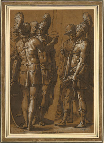 A group of men, including three Roman soldiers A group of men, including three Roman soldiers