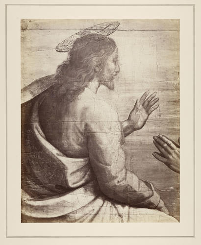 Master: Set of photographs of details from 'The Miraculous Draught of Fishes'
Item: Christ sitting in a boat, raising his hand in blessing [from 'The Miraculous Draught of Fishes']