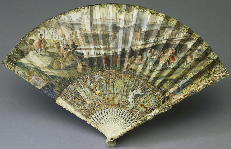 Fan depicting 'The Siege of Barcelona, 1714'