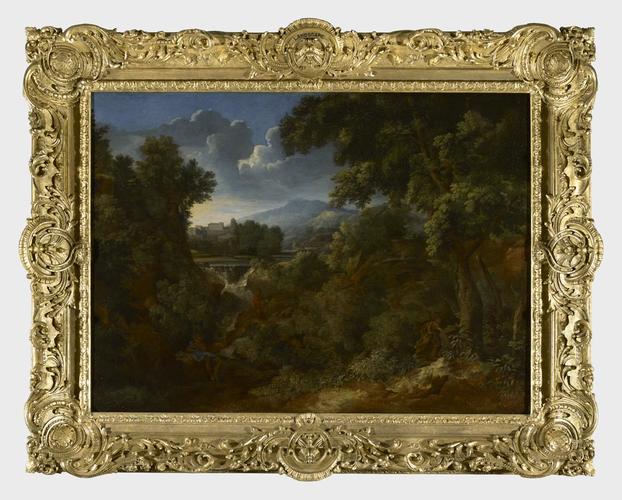 Frame for RCIN 405320, Dughet, Landscape with Figures Beside a Waterfall Frame for RCIN 405320, Dughet, Landscape with Figures Beside a Waterfall