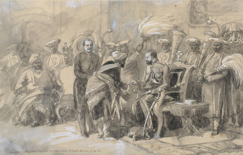 The state reception of Indian princes by the Prince of Wales at Parell, Bombay, 9 November 1875