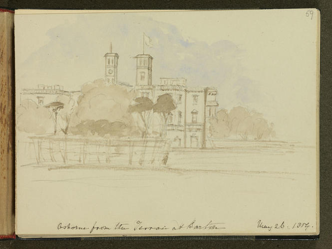 Master: SKETCHES FROM NATURE V. R. 1851 TO 1855
Item: Osborne from the terrace at Barton
