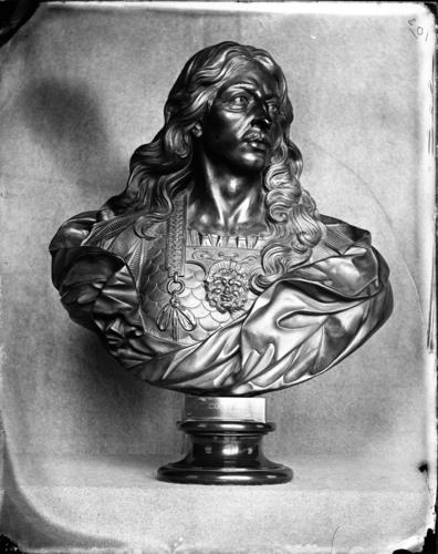 Glass plate negative of a bronze bust Glass plate negative of a bronze bust