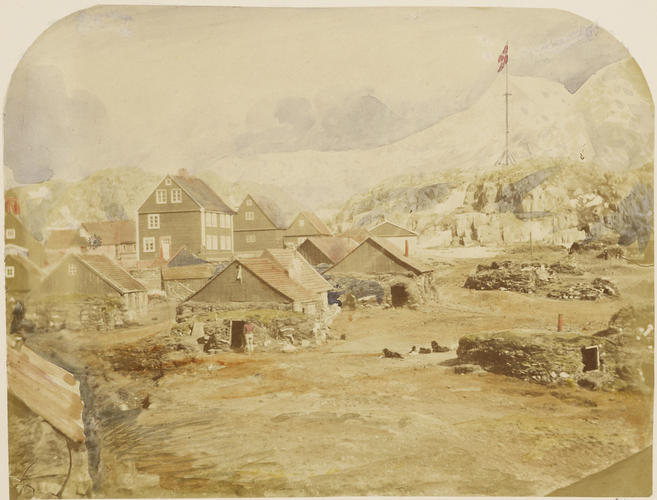 The Church and Governor's House, Holsteinsborg, Greenland, 1854 [Album: HMS's Phoenix and Talbot in search for Sir John Franklin, 1854]