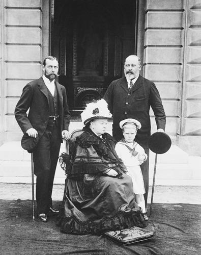 Queen Victoria with The Prince of Wales. The Duke of York and Prince Edward of York, Osborne House, 1899