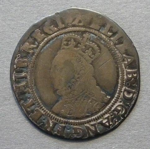 England. Elizabeth I, hammered coinage shilling, mintmark. A