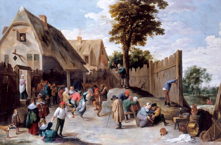 Peasants dancing outside a Tavern