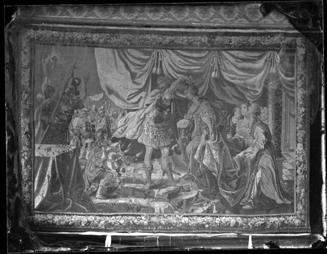 Glass plate negative of a tapestry Glass plate negative of a tapestry