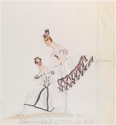 Master: PRINCESS VICTORIA SKETCHES 1
Item: Mlle Taglioni & Mlle Theresa Elsler as they appeared in the ballet Ines di Castro this season at the King's Theatre Master: PRINCESS VICTORIA SKETCHES 1
Item: Mlle Taglioni & Mlle Theresa Elsler as they appeared in the ballet Ines di Castro this season at the King's Theatre