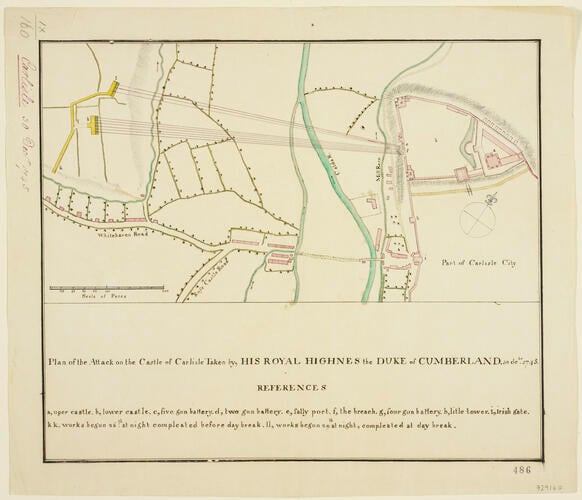 Plan of the siege of Carlisle, 1745 (Carlisle, Cumbria, England, UK) 54°53'42