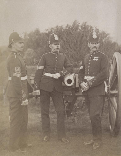Sergeant Henderson, Sergeant Major Milton and Colour Sergeant Clarke who served in the Royal Marine Artillery during the Anglo-Egyptian War Sergeant Henderson, Sergeant Major Milton and Colour Sergeant Clarke who served in the Royal Marine Artillery during the Anglo-Egyptian War