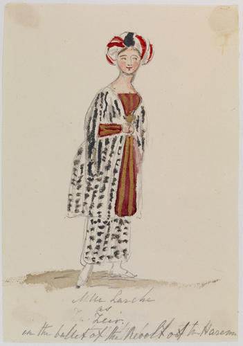Master: PRINCESS VICTORIA SKETCHES 1
Item: Mlle Lache as Zeir in the ballet of the Revolt of the Harem
