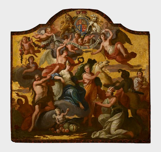 Panel for a Royal State Coach: Britannia Receiving Homage from the Continents Panel for a Royal State Coach: Britannia Receiving Homage from the Continents