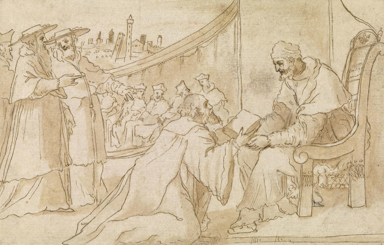 Ulisse Aldrovandi presenting his Ornithologiae to Pope Clement VIII in Bologna Ulisse Aldrovandi presenting his Ornithologiae to Pope Clement VIII in Bologna