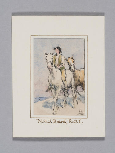 Man on horseback leading a horse Man on horseback leading a horse