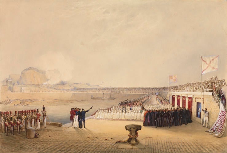 Royal Visit to Jersey, Channel Islands: Queen Victoria and The Prince Consort landing at St. Helier, 3rd September 1846