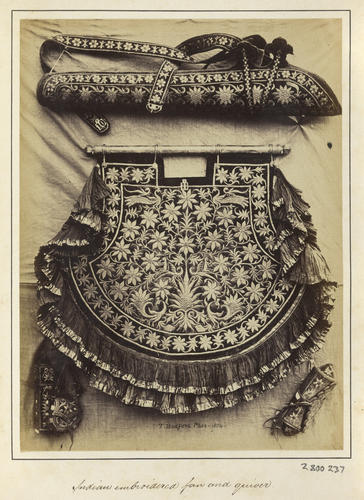 'Indian Embroidered Fan and Quiver'