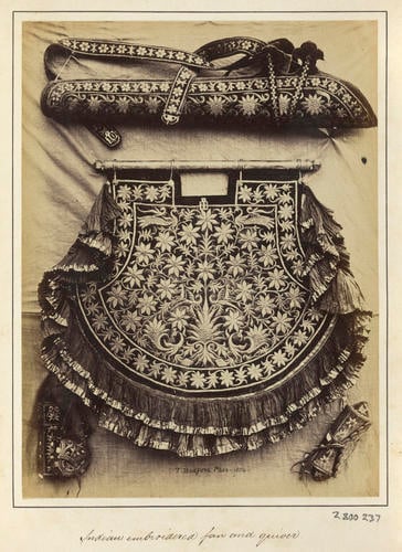 'Indian Embroidered Fan and Quiver' 'Indian Embroidered Fan and Quiver'