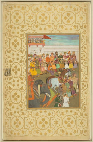 Master: Padshahnamah پادشاهنامه (The Book of Emperors) ‎‎
Item: Shah-Jahan receives his three eldest sons and Asaf Khan during his accession ceremonies (8 March 1628)