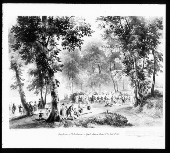 Royal visit to Louis-Philippe: open air luncheon at Ste Catherine-à-Garde-Chasse. 6 September 1843