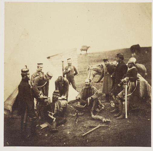 [Officers of the 4th Dragoon Guards with a French officer]