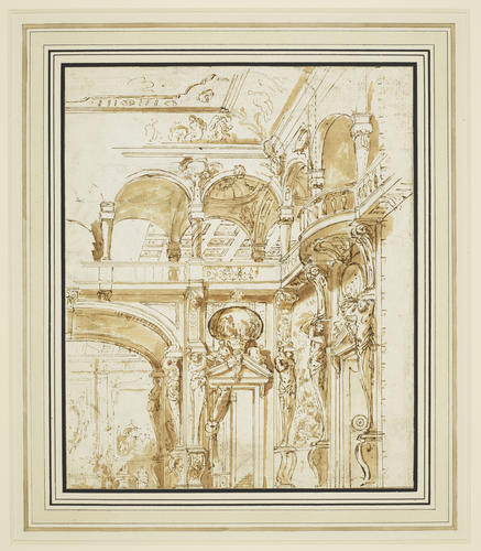 A room with a balcony supported by Atlantes A room with a balcony supported by Atlantes