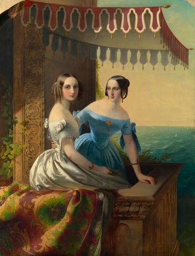 The Grand Duchesses Maria (1819-1876), afterwards Princess of Leuchtenberg, and Olga (1822-1892), afterwards Queen of Wurtemberg, daughters of Nicholas I, Emperor of Russia
