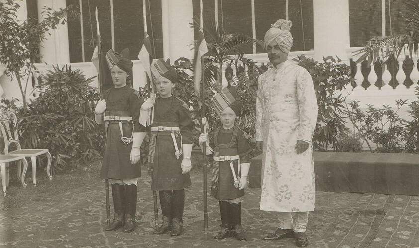 Photograph of Sir Pratap Singh and the Ampthill boys, Government House, Madras, 28 January 1906