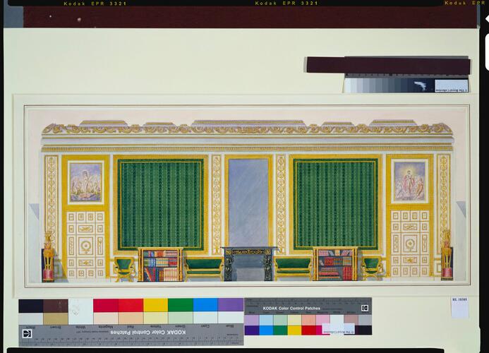 Design for the west elevation of the Library, Room 196 (the Green Drawing Room), Windsor Castle, c. 1826