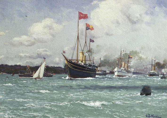 HMY Victoria and Albert III and HMS 'Ophir' in the Solent, 1 November 1901