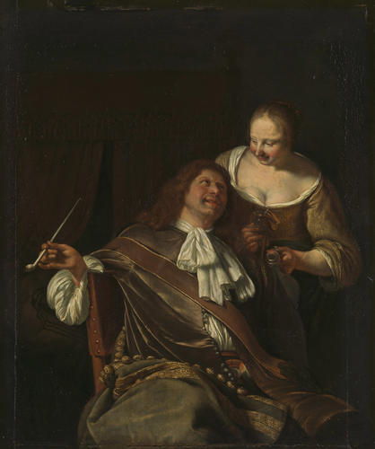A Man Smoking, and a Woman
