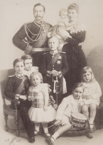 Emperor William II and Empress Augusta Victoria of Germany with their children, 1893 [in Portraits of Royal Children Vol. 41 1893-1894]
