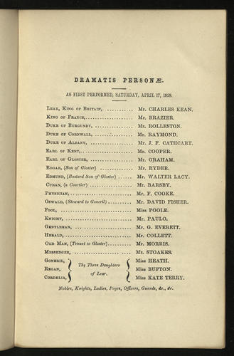 Shakespeare's Tragedy of King Lear : arranged for representation at the Princess's theatre / with historical and explanatory notes by Charles Kean . . Shakespeare's Tragedy of King Lear : arranged for representation at the Princess's theatre / with historical and explanatory notes by Charles Kean . .