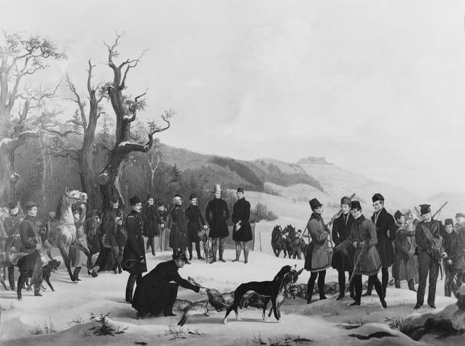 A Hunting Scene at Bausenberger near Coburg, 1835