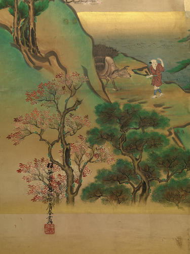 Six-panel folding screen painting