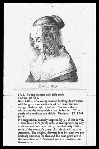Young woman with side curls, previously identified as Margaret, Hollar's first wife