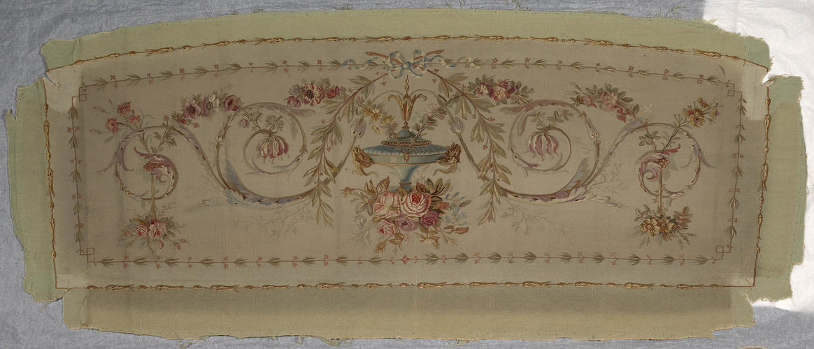 Tapestry sofa seat with vase and flowers Tapestry sofa seat with vase and flowers