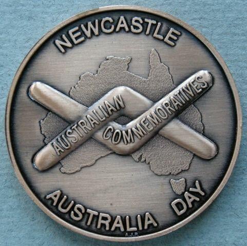 Australia. Medal commemorating the town of Newcastle's celebrations for Australia Day, 1988 Australia. Medal commemorating the town of Newcastle's celebrations for Australia Day, 1988