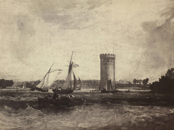 'Tabley Lake and Tower'; Tabley, Cheshire, the Seat of Sir J. F. Leicester, Bt: Windy Day