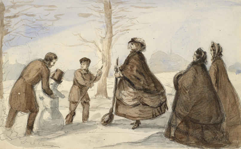 Princess Mary and John du Plat Taylor making a snowman Princess Mary and John du Plat Taylor making a snowman