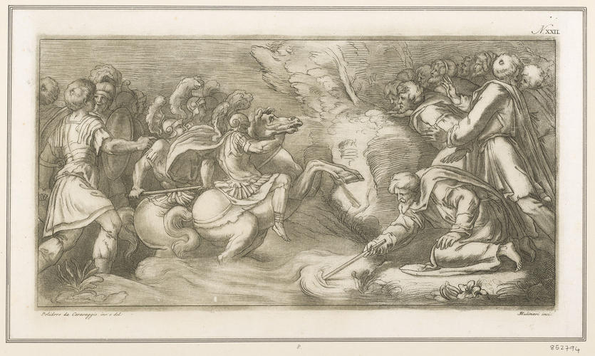 Moses closing the waters of the Red Sea on Pharaoh's army Moses closing the waters of the Red Sea on Pharaoh's army