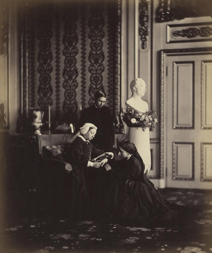 Queen Victoria, Princess Alice and Prince Alfred in mourning