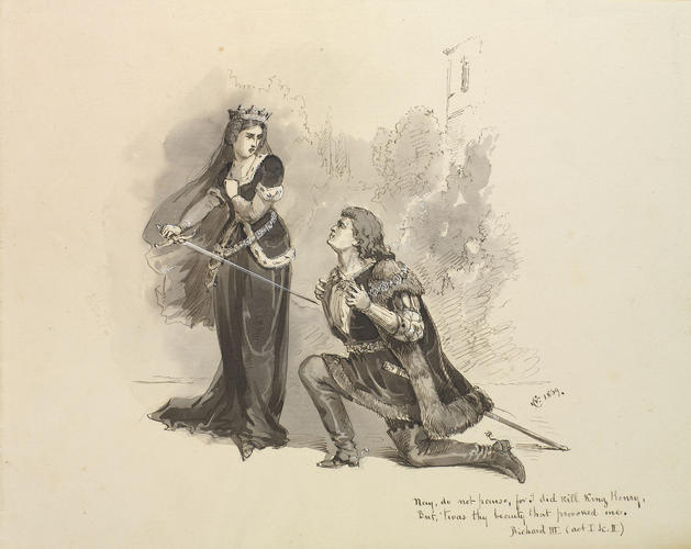 The Duke of Gloucester invites the widowed Lady Anne to kill him The Duke of Gloucester invites the widowed Lady Anne to kill him