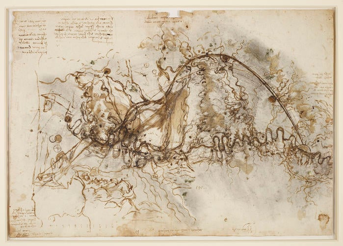 The Arno valley with the route of a proposed canal The Arno valley with the route of a proposed canal