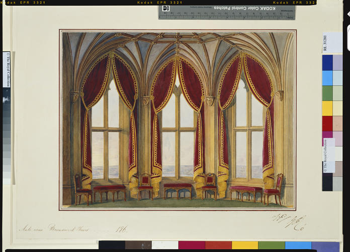 Design for the north elevation of the Beaufette Room, Room 186 (Octagon Room) Windsor Castle, c. 1826 Design for the north elevation of the Beaufette Room, Room 186 (Octagon Room) Windsor Castle, c. 1826