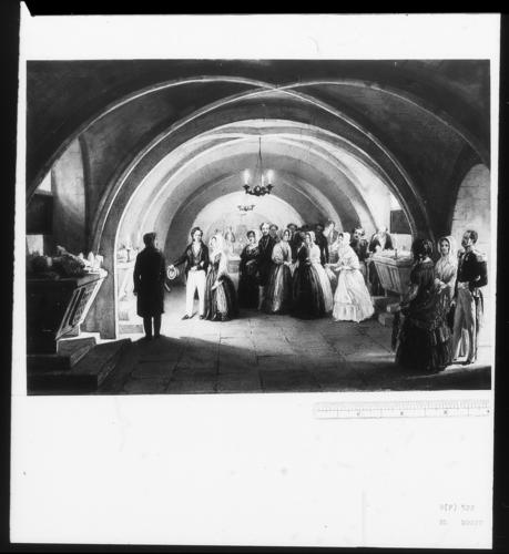 Royal visit to Louis-Philippe: the royal party visiting the tombs in the Church of St Laurent at Eu, 5 September 1843
