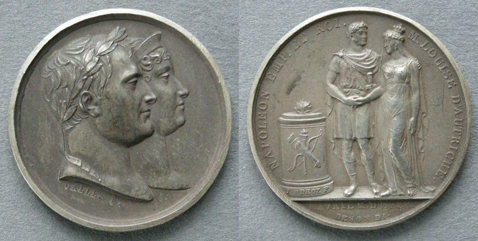 France. Medal commemorating the marriage of Napoleon Bonaparte and Marie Louise of Austria, 1810